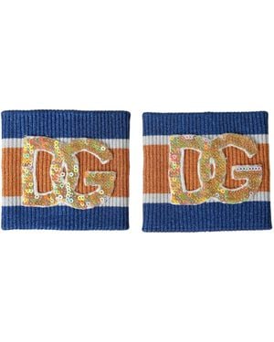 Dolce & Gabbana Multicolour Logo Sequin Viscose Wristband - Blue