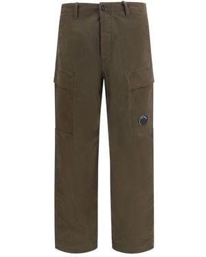 C.P. Company Bicolour Cotton Cargo Trousers - Green