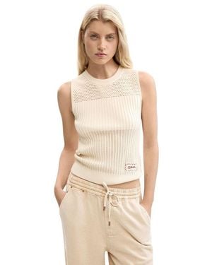 Desigual Cotton Tank Tops - Natural