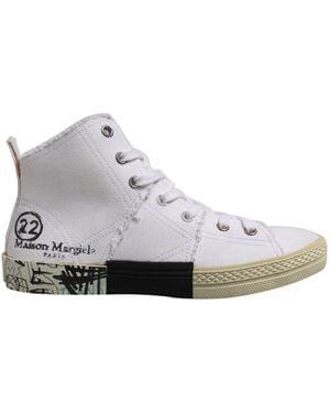 Maison Margiela White Lace Up Mid Top Sneakers Shoes