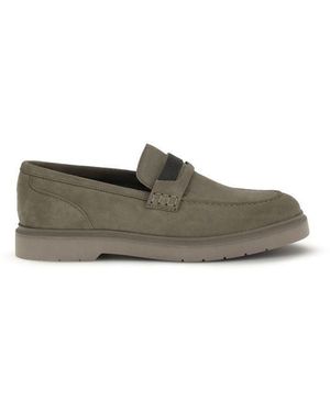 Brunello Cucinelli Beige Calf Leather Bos Taurus Slip - Green