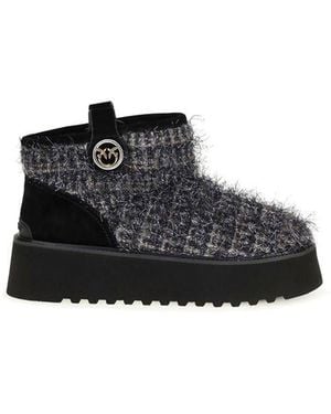Pinko Black Fabric Ankle Boots