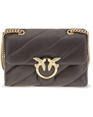 Pinko Brown Calf Leather Bos Taurus Shoulder Bag - Gray