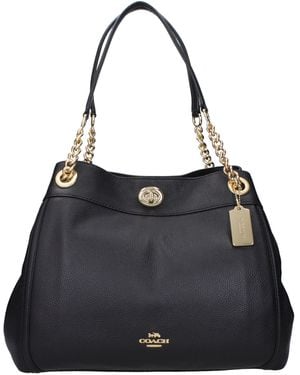 COACH Black Leather Shoulder Bag