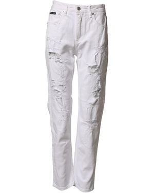 Dolce & Gabbana Distressed Cotton Boyfriend Denim Jeans Co+02 Clothing - Grey
