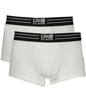 Roberto Cavalli White Cotton Men's Boxer Briefs - Black