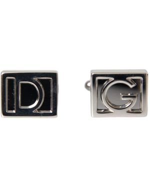 Dolce & Gabbana Plated Metal Brass Dg Logo Pin Cufflinks - Black