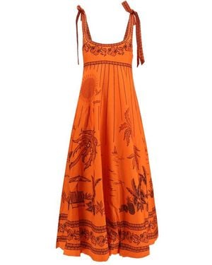 ALÉMAIS Orange Linen Casual Dress