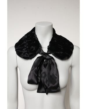 Dolce & Gabbana Lamb Fur Neck Warmer Winter Scarf - Black