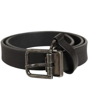 Dolce & Gabbana Black Leather Antique Finish Buckle Belt