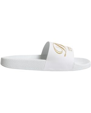 Dolce & Gabbana White Leather Slides Sandals Beachwear Shoes