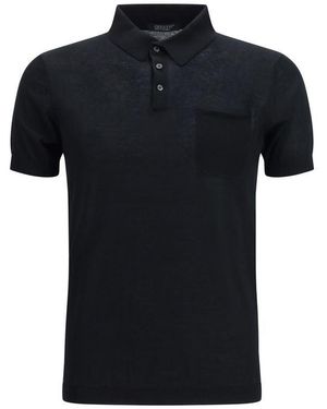 Aragona Cashmere Black Cotton Polo Shirt