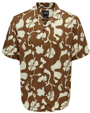 Only & Sons Brown Viscose Shirt - Multicolour