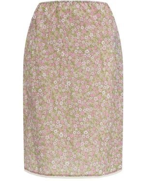 Prada Multicolour Nylon Midi Skirt - Natural