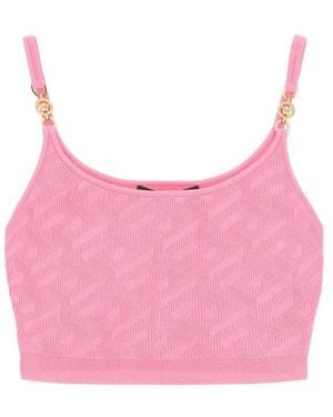 Versace La Greca Cropped Top - Pink