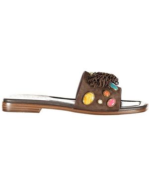Twinset Marrone Leather Slipper - Brown