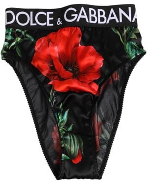 Dolce & Gabbana Floral Silk High Waist Panty Underwear 06+Se Clothing - Red