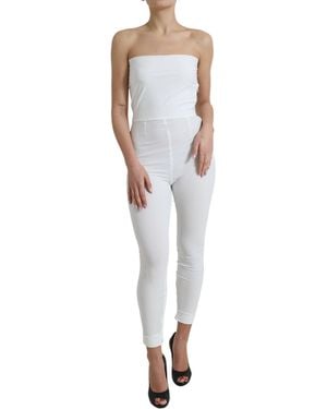 Dolce & Gabbana Nylon Strapless Bodycon Jumpsuit Dress - White