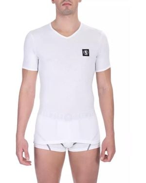 Bikkembergs V-Neck Cotton Blend T-Shirt – Timeless Style - White