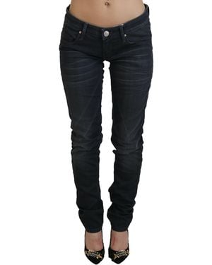 Acht Washed Low Waist Slim Fit Cotton Denim Jeans - Blue