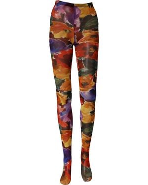 Dolce & Gabbana Multicolour Floral Nylon Tights Stockings Socks - Red