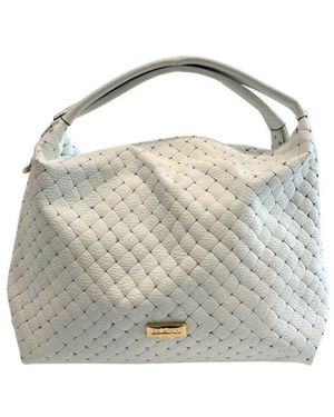 Baldinini White Leather Handbag - Grey