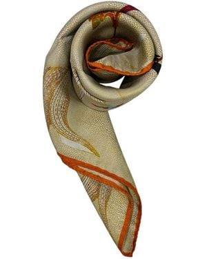 Borbonese Beige Silk Scarf - Metallic