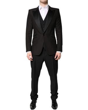 Dolce & Gabbana Single Breasted Formal 3 Piece Suit - Black
