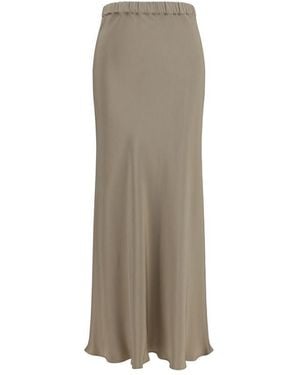 Max Mara Beige Silk Long Skirt - Natural