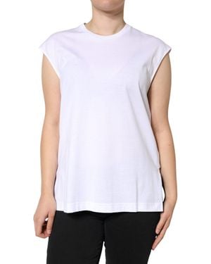 Dolce & Gabbana White Cotton Sleeveless Crew Neck T