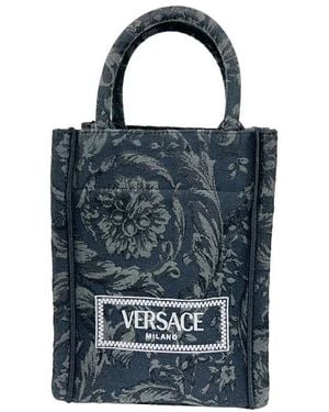 Versace Athena Barocco Mini Top Handle Tote Crossbody Bag Black