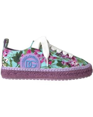 Dolce & Gabbana Multicolour Canvas Floral Espadrilles Trainers Shoes - Purple