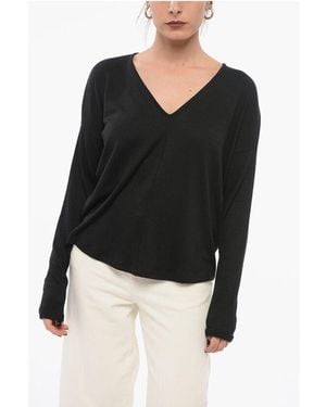 Rag & Bone V Neck Stretch Fabric Jumper - Black