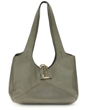 Chloé Bicolor Calf Leather Bos Taurus Shoulder Bag - Gray
