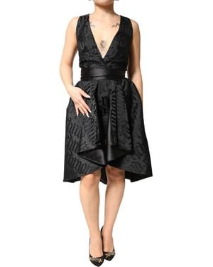 John Richmond Black Jacquard Deep V