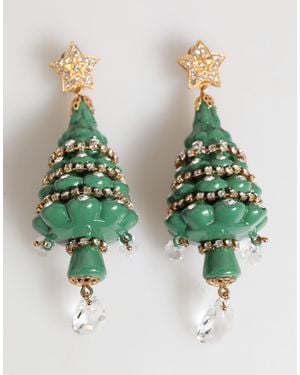 Dolce & Gabbana Enchanting Crystal Christmas Tree Clip-On Earrings - Green