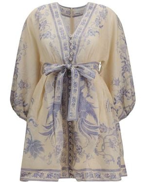 Zimmermann Multicolour Linen Casual Dress - Grey