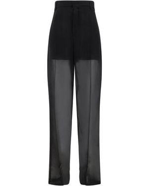 Blumarine Semi-Sheer Georgette Trousers - Black