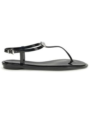 Mach & Mach Black Rubber Flat Sandals - Multicolor