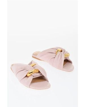 JW Anderson Twisted Leather Slides - Pink
