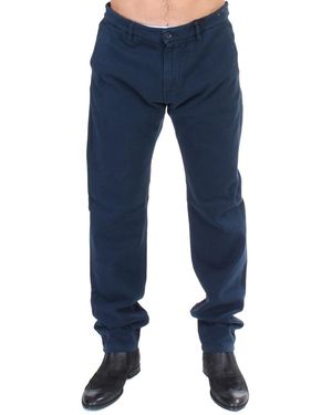Gianfranco Ferré Blue Stretch Straight Fit Pants Chinos