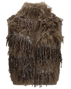 Brunello Cucinelli Beige Mohair Sleeveles Sweater - Brown