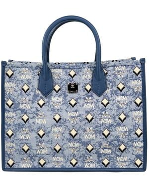 MCM Aren Munchen Denim Tote Bag - Blue