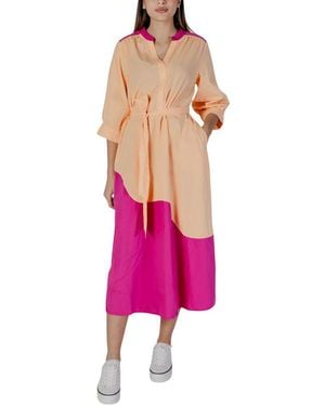 B.Young Orange Cotton Long Dress - Pink