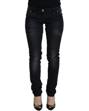 Acht Black Washed Cotton Skinny Casual Denim Jeans