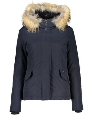 Woolrich Cotton Jacket With Hood - Blue