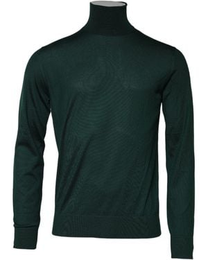 Dolce & Gabbana Green Cashmere Knitted Men Pullover Sweater