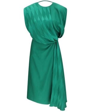 Versace Midi Silk Dress With Twist Detail - Green