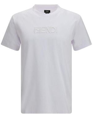 Fendi White Cotton T - Blue
