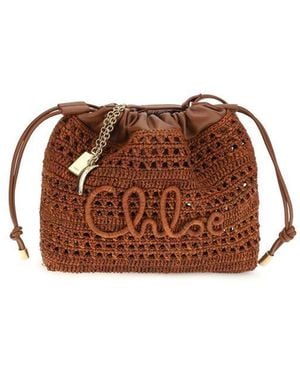 Chloé Brown Raffia Shoulder Bag